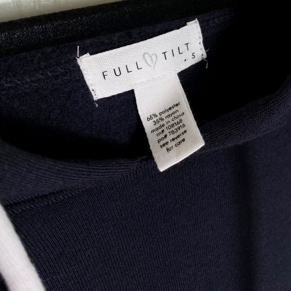 Full Tilt Stripe Color Block Navy Women’s Hoodie - Picture 5 of 5